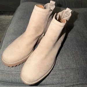 Suede Ankle Boots in Light Taupe